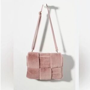 Anthropologie Faux Fur Woven Purse